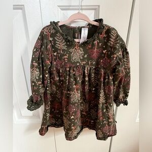 MODERN MOMENTS~ Olive Green Forest Print Long-Sleeve Top SIZE 2T